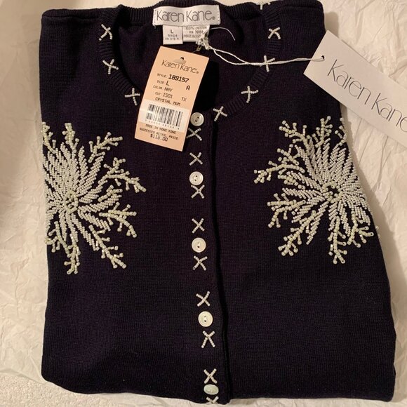 *HP* Karen Kane navy blue beaded sweater - Picture 12 of 12